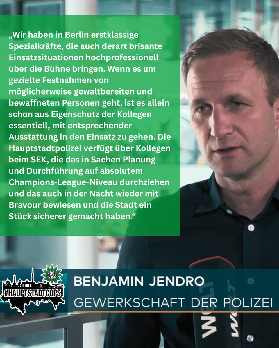 GdP Berlin (@gdphauptstadt) on Twitter photo Unser #GdP-Sprecher <a href="/Djeron7/">Benjamin Jendro</a> hat mit <a href="/DennisMeischen/">Dennis Meischen</a> von der <a href="/morgenpost/">Berliner Morgenpost</a> über den SEK-Einsatz in der Nacht in Mitte gesprochen und mal die Bedeutung der Kollegen für die Sicherheit in dieser Stadt herausgestellt
morgenpost.de/berlin/article… Unser #GdP-Sprecher <a href="/Djeron7/">Benjamin Jendro</a> hat mit <a href="/DennisMeischen/">Dennis Meischen</a> von der <a href="/morgenpost/">Berliner Morgenpost</a> über den SEK-Einsatz in der Nacht in Mitte gesprochen und mal die Bedeutung der Kollegen für die Sicherheit in dieser Stadt herausgestellt
morgenpost.de/berlin/article…