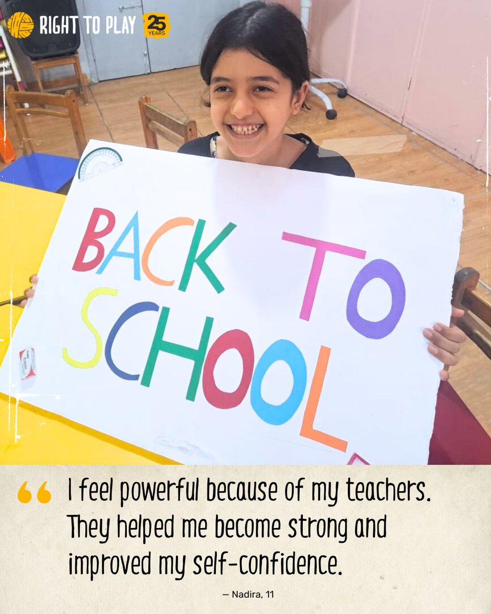 As a young refugee in Lebanon, Nadira was once shy, bullied, and struggling with low self‑esteem. But through play‑based learning and psychosocial support, she rediscovered her voice and confidence. 🔗Read Nadira’s story in our 2024 Annual Report: righttoplay.com/en/news/annual…