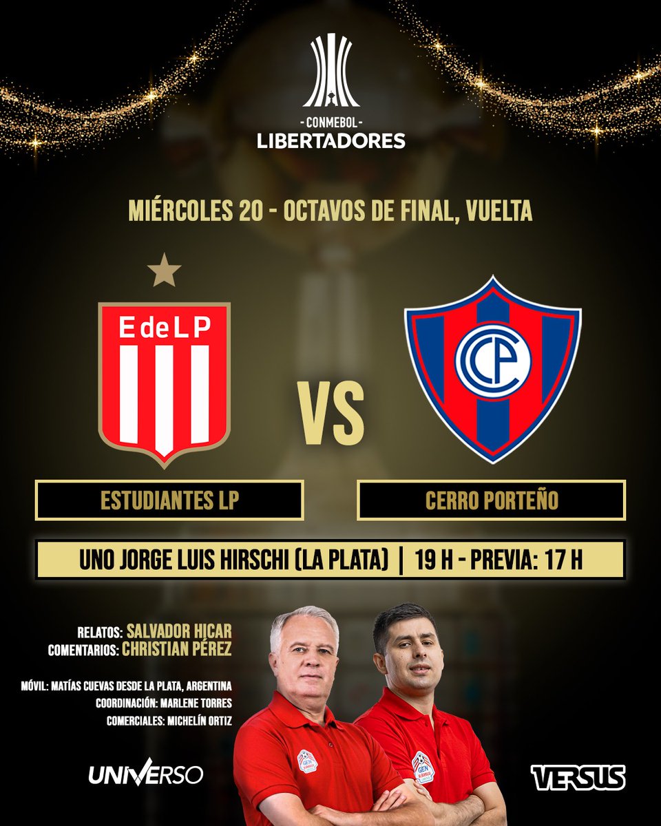 Versus (@somosversuspy) on Twitter photo ¡Por una remontada 'Ciclónica'!
#EstudiantesLP vs. #CerroPorteño (19:00) H
📆#OctavosdeFinal | 🏟 Estadio Uno Jorge Luis Hirschi (La Plata)
🏆📻 #Libertadores por <a href="/Universo970py/">Universo 970 AM</a>, La Nueva 107.5 FM (CDE) y Montecarlo Sur 106.5 FM (ENC)
📽YT:youtube.com/watch?v=fCqXdw…
🎥FB: ¡Por una remontada 'Ciclónica'!
#EstudiantesLP vs. #CerroPorteño (19:00) H
📆#OctavosdeFinal | 🏟 Estadio Uno Jorge Luis Hirschi (La Plata)
🏆📻 #Libertadores por <a href="/Universo970py/">Universo 970 AM</a>, La Nueva 107.5 FM (CDE) y Montecarlo Sur 106.5 FM (ENC)
📽YT:youtube.com/watch?v=fCqXdw…
🎥FB: