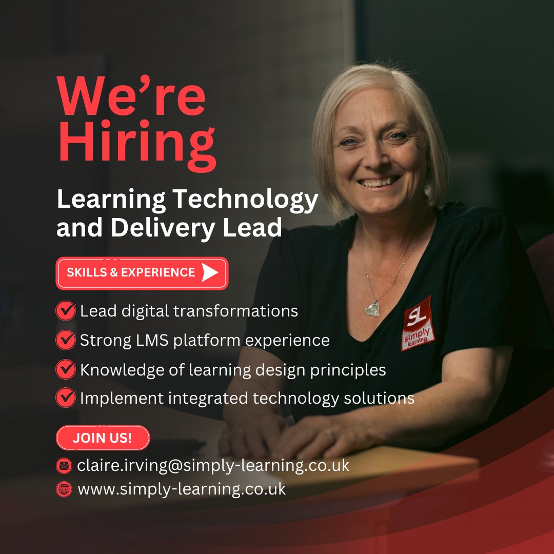 _SimplyLearning's tweet image. Exciting news from Simply Learning! 🎉  

We&apos;re on the lookout for a talented Learning Technology &amp;amp; Delivery Lead to enhance our amazing team.   

Do you have what it takes to elevate our delivery? Check out the full job description here 👉 simply-learning.co.uk/learning-techn…