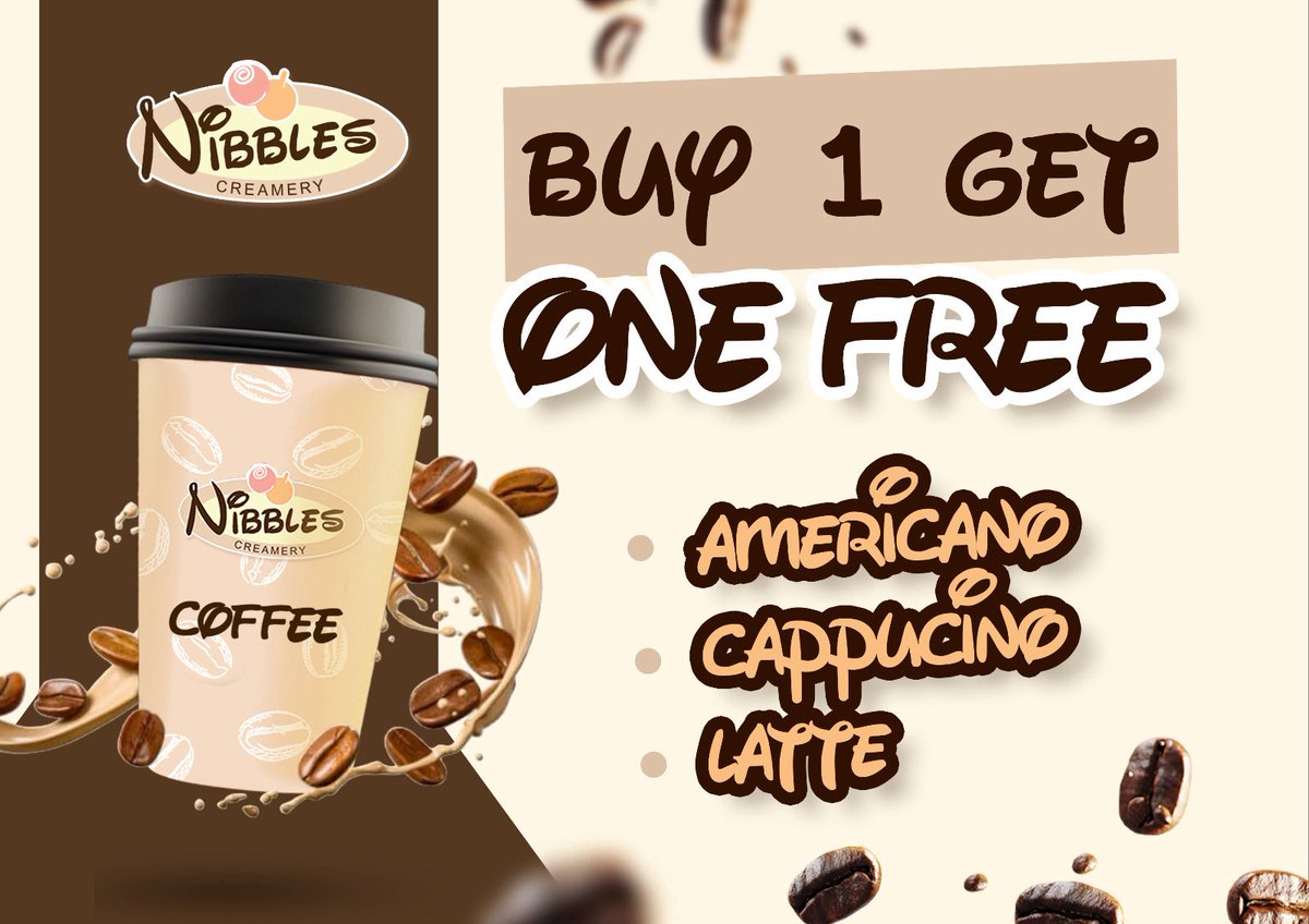 Your adventure needs more than a caffeine upgrade. Now is the best time to refresh your energy with Nibbles Coffee.

Buy one coffe, get one on us at any of our outlets in GRA, Rupokwu, or Rumuibekwe, Port Harcourt.

#nibblescoffee #coffeeinportharcourt #nibblescreamery