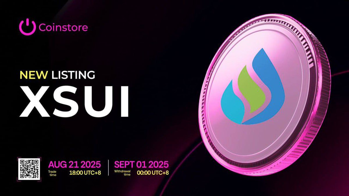 XSUI/USDT live at <a href="/CoinstoreExc/">Coinstore</a>
With Layer2 performance, social earning, and upgraded exchange services all in one

Starts: 2025/08/21 18:00 (UTC +8)
🔹XSUI/USDT

Discover: suinium.io

#Newlisting #Coinstore #XSUI