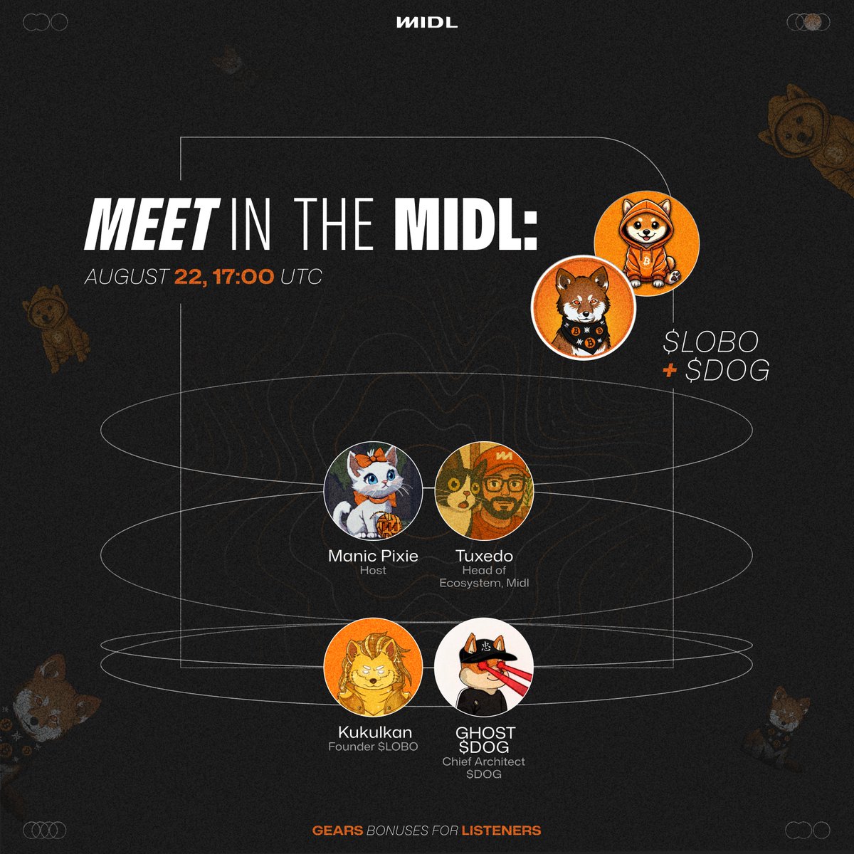 Midl (@midl_xyz) on Twitter photo Meet in the MIDL: Woofs & Howls with <a href="/DogOfBitcoin/">DOG OF BITCOIN</a> and <a href="/lobothewolfpup/">LOBO•THE•WOLF•PUP</a> 🫶
Looking forward to catching up with <a href="/kukulkancrypto/">Kukulkan</a> and <a href="/VittoPantoliano/">GHOST $DOG</a> this Friday with a cameo from <a href="/proofofcar/">Tuxedo</a> who’s in charge of the yaps this week.
$LOBO and $DOG might be currently fighting for Meet in the MIDL: Woofs & Howls with <a href="/DogOfBitcoin/">DOG OF BITCOIN</a> and <a href="/lobothewolfpup/">LOBO•THE•WOLF•PUP</a> 🫶
Looking forward to catching up with <a href="/kukulkancrypto/">Kukulkan</a> and <a href="/VittoPantoliano/">GHOST $DOG</a> this Friday with a cameo from <a href="/proofofcar/">Tuxedo</a> who’s in charge of the yaps this week.
$LOBO and $DOG might be currently fighting for