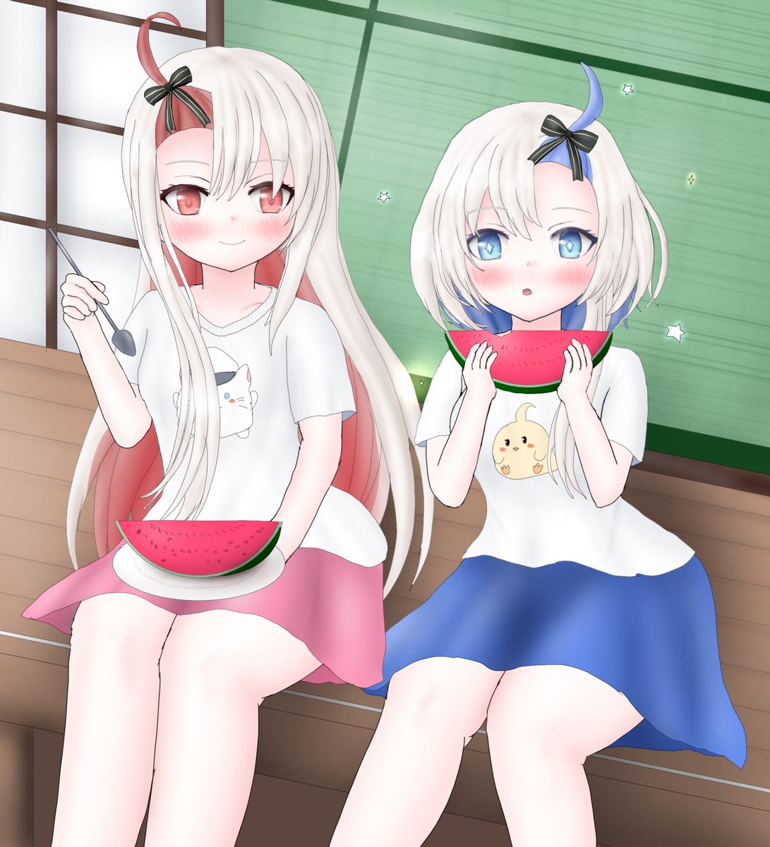 マエストラーレ級姉妹とスイカ
#アズールレーン
#アズレン
#AzurLane 
#絵柄が好きっていう人にフォローされたい