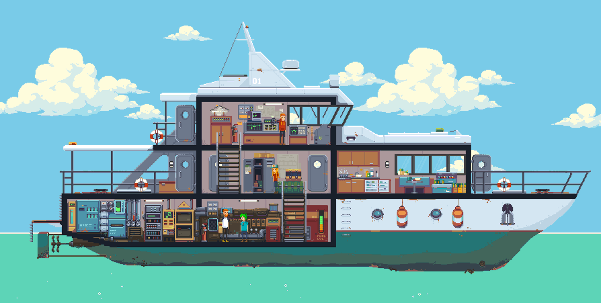 akihoneko's tweet photo. I have prepared a short fake video from the game about friends' sea voyage.

#pixelart #ドットの日 #indiegamedev #indiedeveloper https://t.co/hMUo9lp7RP