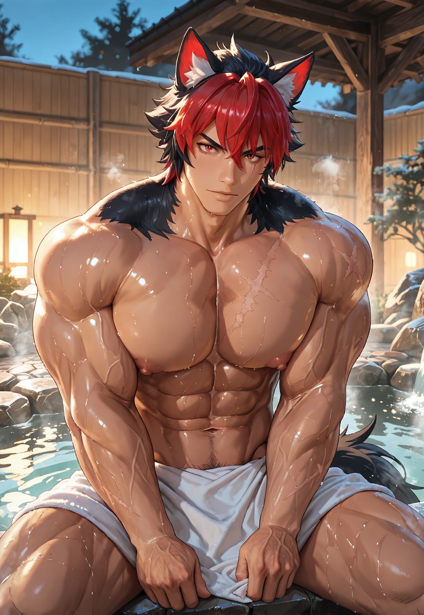 Ventvert4's tweet photo. Definitely the steam isn't the only thing hot in this onsen..
#KomanoManato #狛野真斗 https://t.co/binKC7vKkq