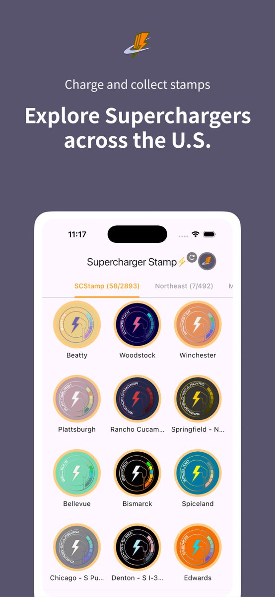 chargestamp_us's tweet photo. 🚀Charge&Stamp is now live in the U.S.! 🇺🇸
Make Supercharging more fun
—just sign in with your Tesla account, collect digital stamps, see unvisited sites on the map, and earn region/state badges.
⚡️Get it on iOS: https://t.co/pnoqVn0hn2
#Tesla #Supercharger #ThirdPartyApp https://t.co/iakZc7YJaR