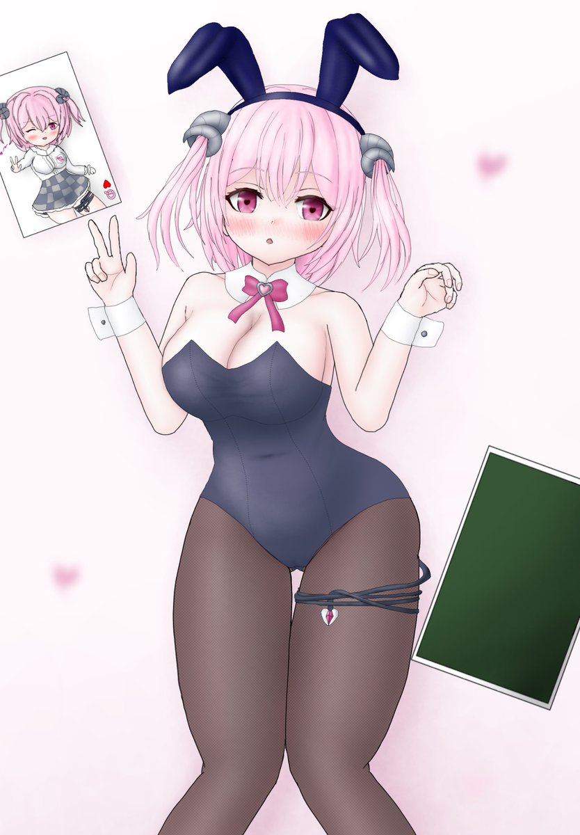 バニーガール♡聖ちゃん！
つのがある娘にウサ耳つけるのか…
見えないけどしっぽも二つ…
#オリジナル 
#オリジナルキャラ
#イラスト
#バニーの日2025