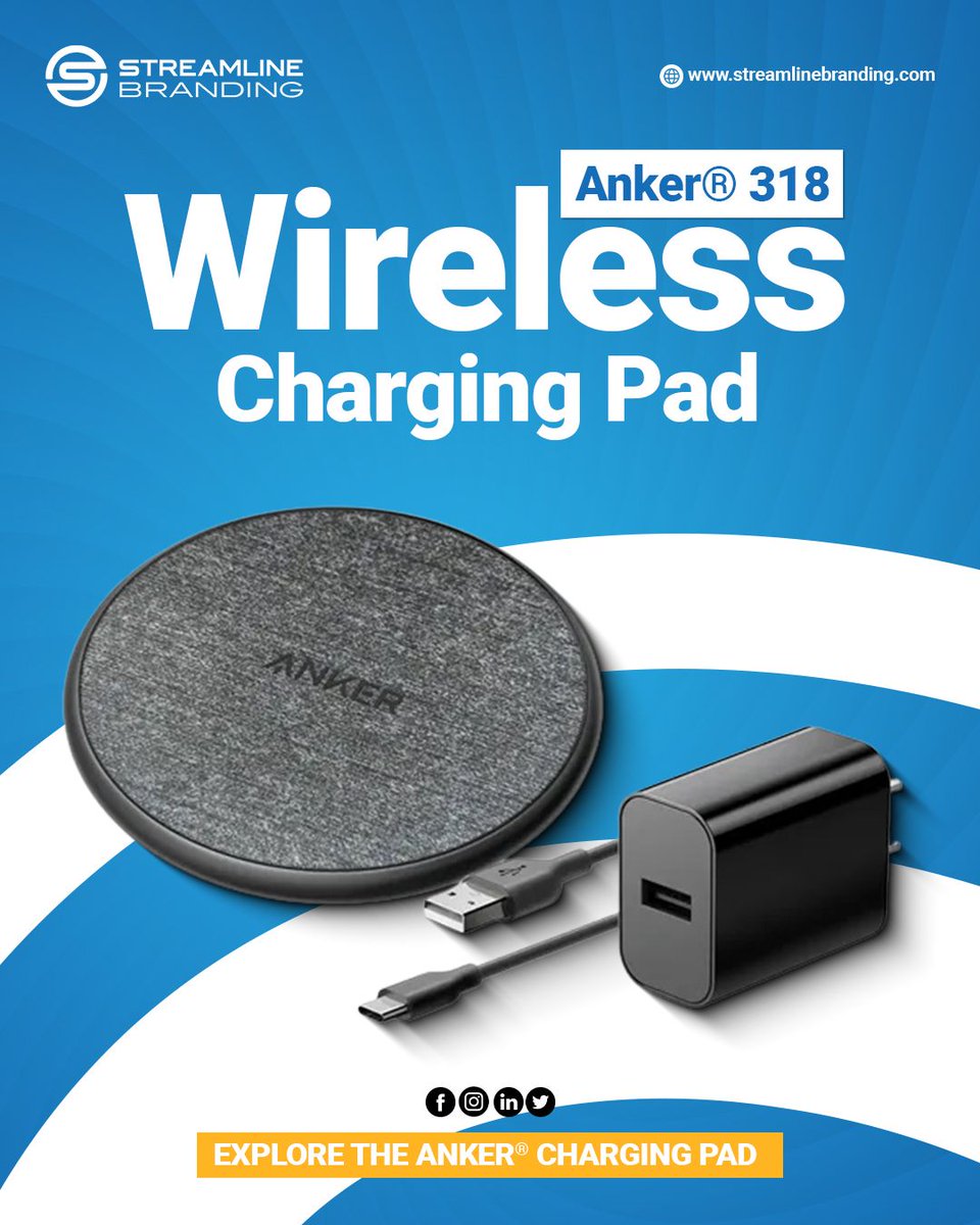 StreamlineBrand's tweet image. Power up your brand with the Anker® 318 Wireless Charging Pad. ⚡📱

Qi-certified, compact &amp;amp; delivers up to 10W of cord-free charging (7.5W for compatible devices). A sleek, trusted choice for tech promos &amp;amp; executive gifts.

🔗 tinyurl.com/9v45ha93

#BrandedTech