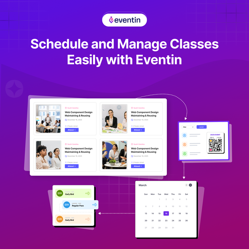 👨‍🏫 Missed classes hurt your income and student progress.

Eventin keeps you on track with:

 📅 Easy scheduling
 📩 Auto-sent links
 🔔 Class reminders
 💳 Upfront payments

📌 themewinter.com/eventin/

#ClassScheduling #Eventin #ThemeWinter