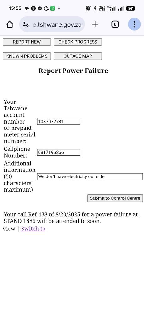 sjavalava87's tweet photo. @nasiphim @CityTshwane Power just went off this section https://t.co/RAsMCs5wyr
