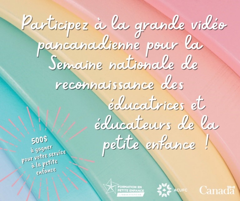 📢 Vous êtes éducatrice ou éducateur de la #petiteenfance et vous travaillez en milieu minoritaire francophone? 
L’ACUFC vous invite à vous joindre à une grande chaîne humaine de reconnaissance et de fierté professionnelle!

✋ Comment ?
En enregistrant une courte vidéo dans