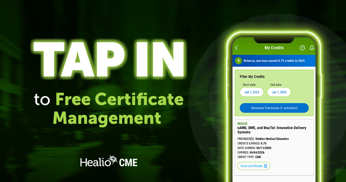 Certificates scattered across emails and platforms? The Healio CME app keeps them all in one place 🗂️ 

Download today: bit.ly/44EYRWl
#HealioCME #FreeCME #MedicalEducation