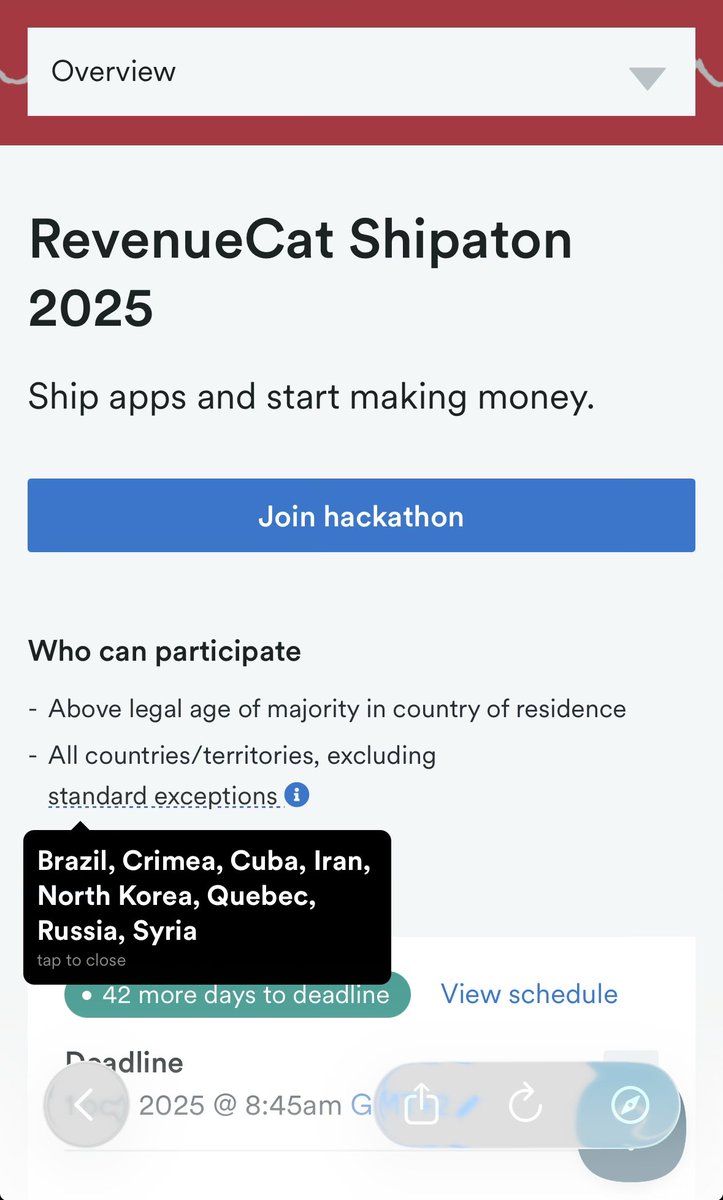 jpmonette's tweet photo. Ah yes, the usual suspects banned from hackathons: Russia, Iran, North Korea… and Quebec. Totally the same vibe. 🙃 https://t.co/5F3PqGXVk0