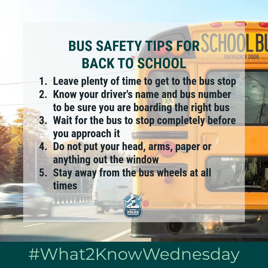 detroitpolice's tweet photo. Detroit Public Schools are welcoming students back to school on Monday, August 25th. Students should follow these tips to ensure they are making it to and from school safely. Be safe and have wonderful school year, Detroit! #What2KnowWednesday 🏫🎒 https://t.co/W3NSF2ljzD