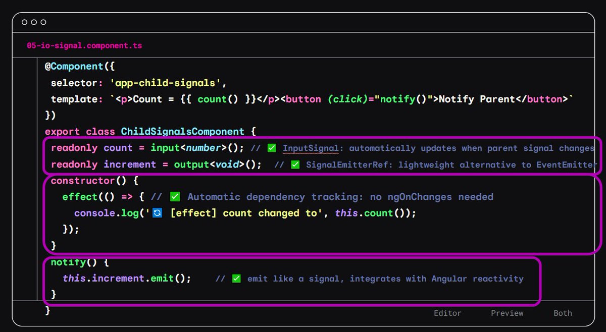 DotTechES's tweet image. ⚙️ ¿Listo para comunicar componentes entre sí usando Angular Signals?
📅 Mañana publicamos Lección 5: input()/ouput() con todo el potencial de Signals

🔗 f.mtr.cool/lqfmpyudip

#Angular #WebDev #Reactividad