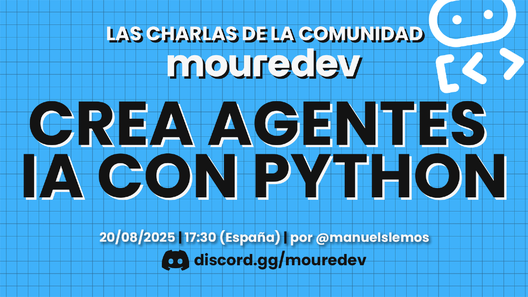 MoureDev's tweet photo. Hoy tenemos Taller de creación de Agentes IA con Python!

Será una masterclass de Google ADK, un framework para crear Agentes AI de forma agil con Python o Java.

📍 17:30 (España): https://t.co/LennMAmYuY https://t.co/kM6Cq3whIa
