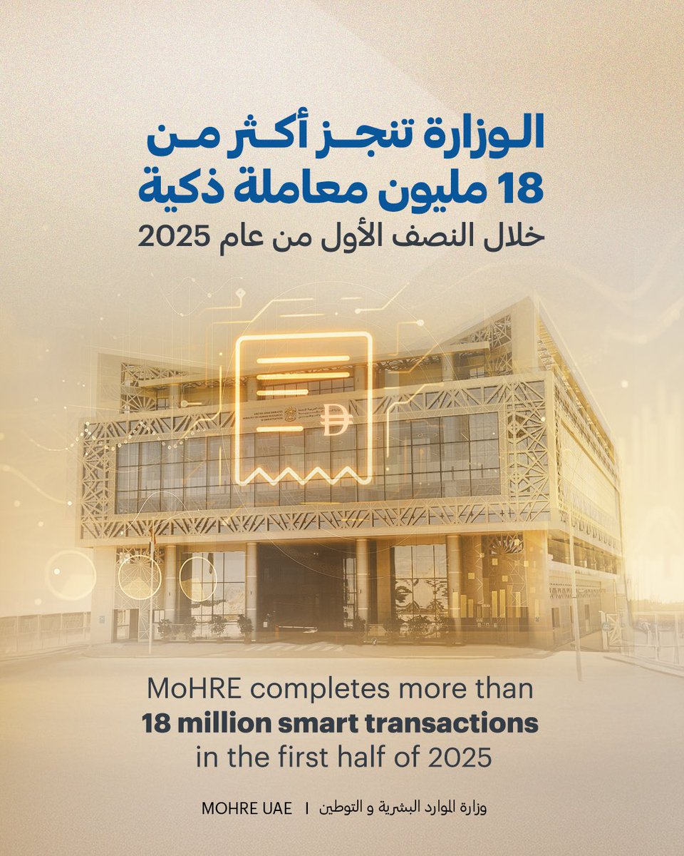 Our latest statistics reveal that over 18 million smart transactions were completed for our customers in the first half of 2025, a notable figure demonstrating the Ministry’s digital readiness, efficiency, reliability, and the growing customer demand for its smart services.