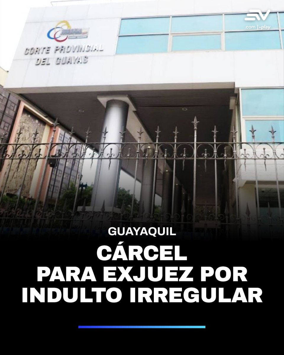 📌 Un ex juez de Guayas fue condenado a tres años y cuatro meses de prisión tras ser declarado culpable por conceder, de manera irregular, un indulto a un preso ▶️ bit.ly/4lxZrKr