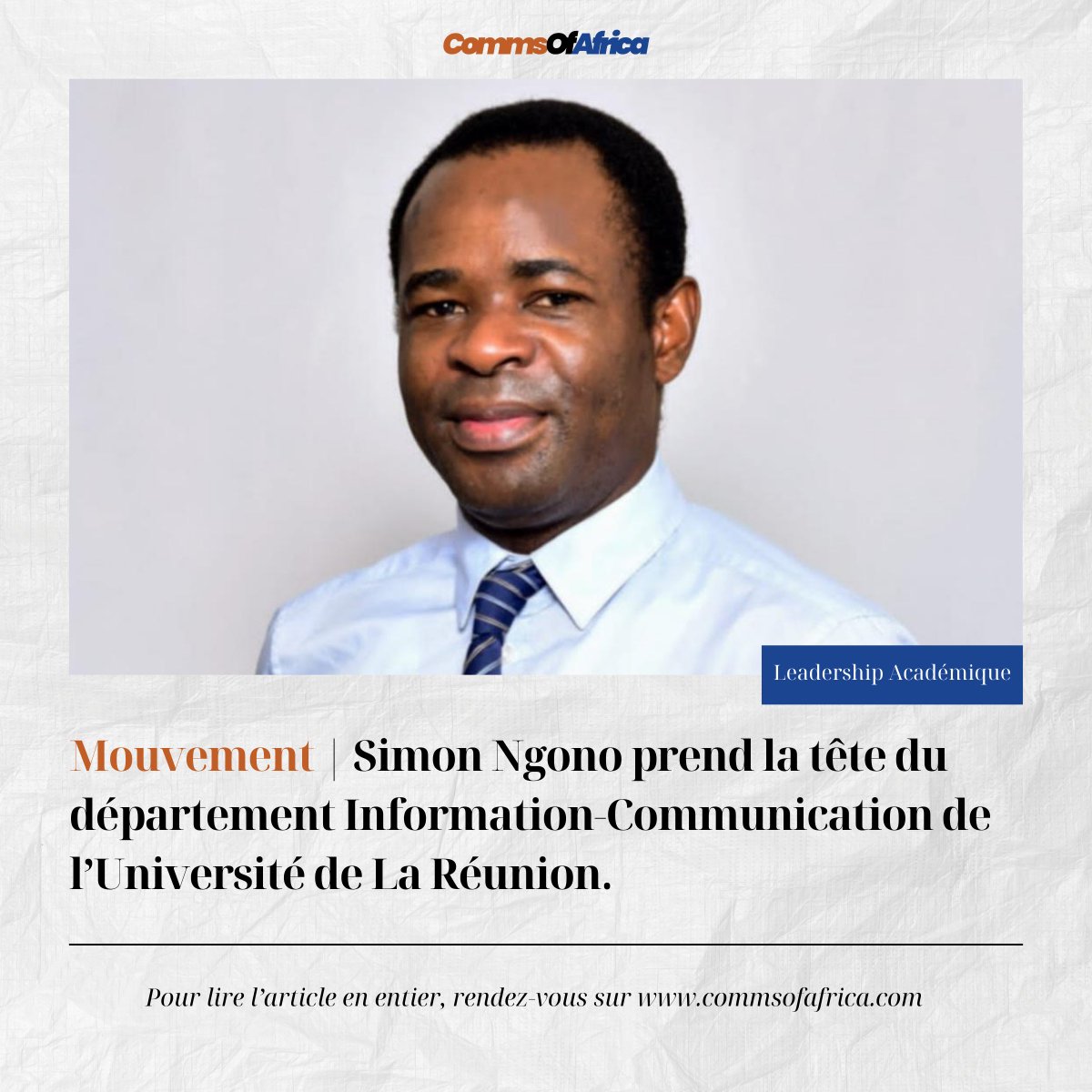 Mouvement - Leadership Académique.
🚀 Félicitations à Simon Ngono, élu Directeur du département Info-communication de l’Université Française de La Réunion ! Un parcours d’enseignement et de recherche reconnu à l’unanimité 👏

🔗 commsofafrica.com/2025/08/20/sim…