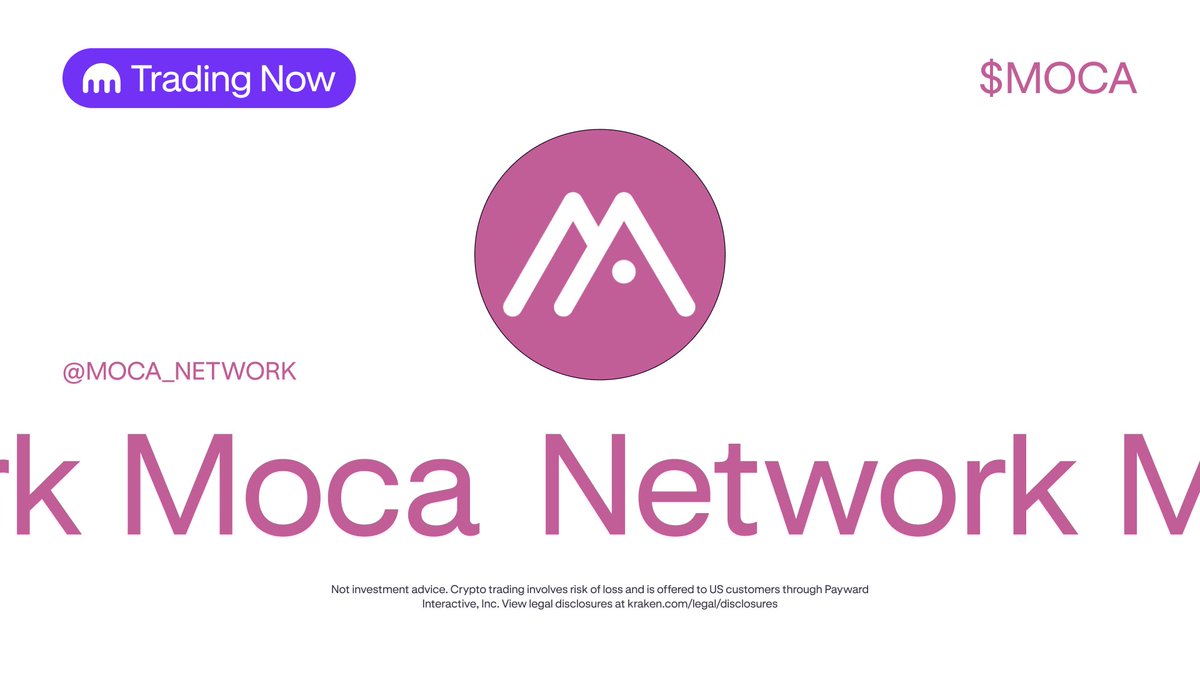 $MOCA is now live on Kraken 🚀 

The decentralized and verifiable identity powered by @moca_network 

Start trading ⤵️ 
p.k.xyz/9f1e/3j2wz8gj