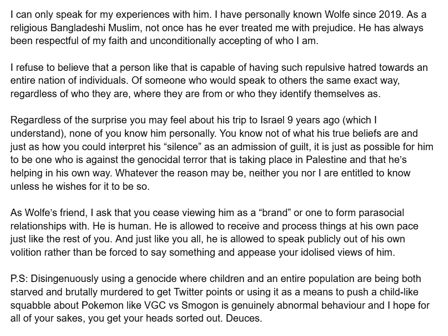 A perspective from Wolfe Glick's friend.