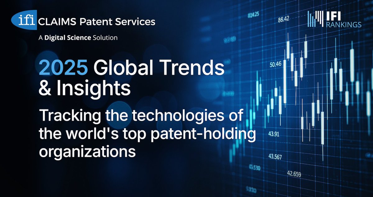 Digital Science (@digitalsci) on Twitter photo 📈 Who are this year’s corporate titans of global invention? What technologies are they pursuing?
<a href="/IFICLAIMS/">IFI CLAIMS Patent Services</a>' 2025 Global Trends & Insights report uses #PatentData to highlight the world's leading companies.
🔗 Here's IFI’s analysis of the Global 250: ow.ly/LnNI50WIScn 📈 Who are this year’s corporate titans of global invention? What technologies are they pursuing?
<a href="/IFICLAIMS/">IFI CLAIMS Patent Services</a>' 2025 Global Trends & Insights report uses #PatentData to highlight the world's leading companies.
🔗 Here's IFI’s analysis of the Global 250: ow.ly/LnNI50WIScn
