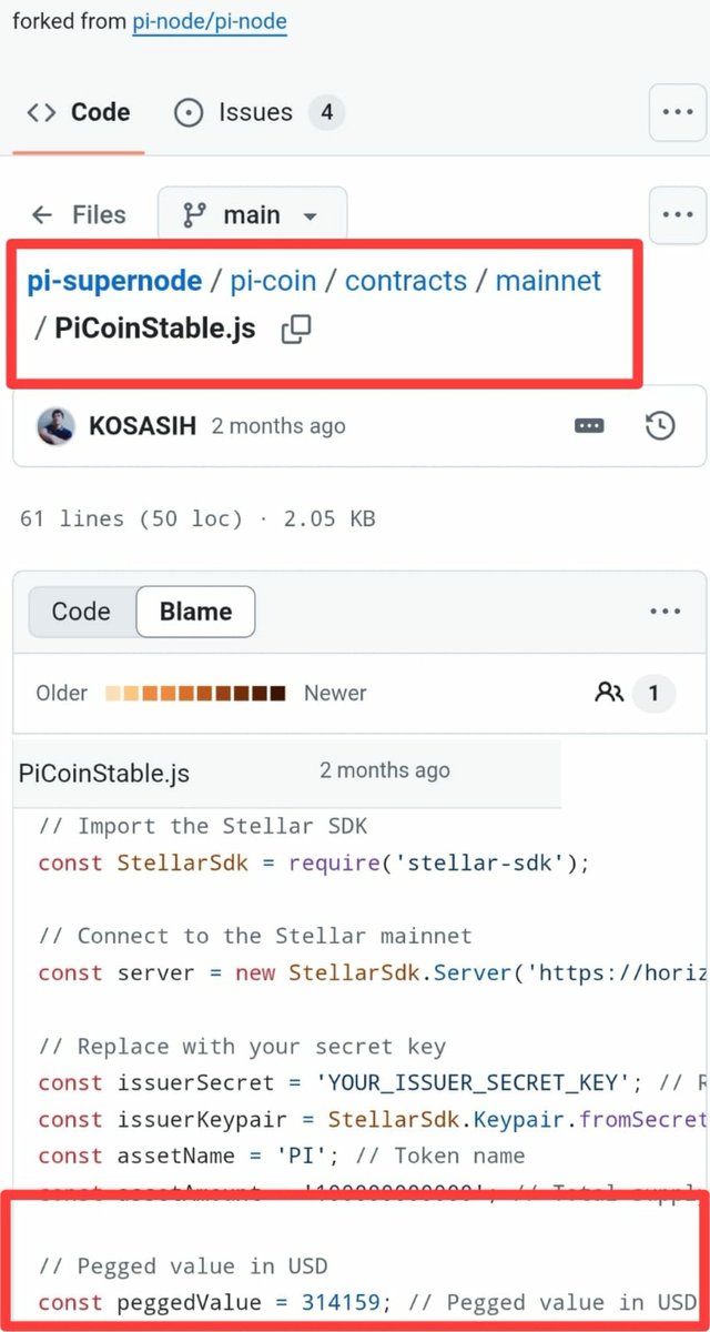 fanlujun2247's tweet image. It is a JavaScript file. The pegged Value is set to 314159, which likely this is a stablecoin pegged to a specific value $314,159 in USD.

✍So it&apos;s pretty clear, #PiNetwork Stablecoin $314159 has been coded and will occur when CT announces it in #PiEcosystem, NOT on exchanges.