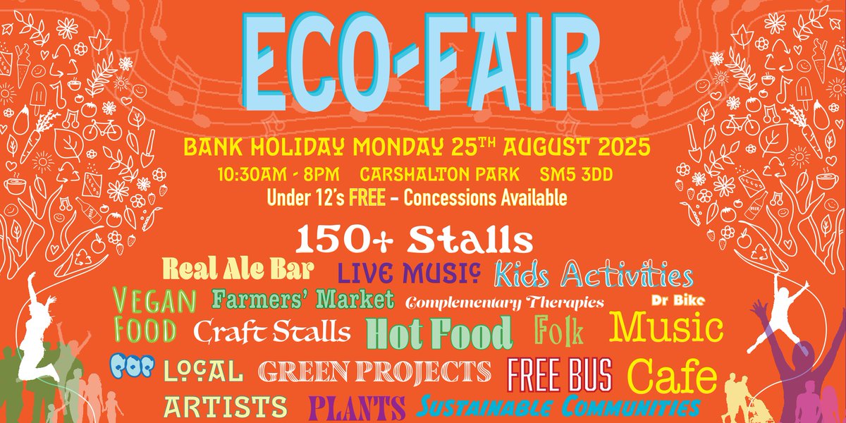 📷📷 Carshalton EcoFair 2025! 📷📷
This Bank Holiday Monday, 25th August - don't miss it! 📷 100+ eco-friendly stalls 
📷 3 solar-powered stages 
📷 Tasty vegetarian food plus a real ale bar
Full details → ecolocal.org.uk/ecofair/
#CarshaltonEcoFair #EcoLocal #EcoFair2025