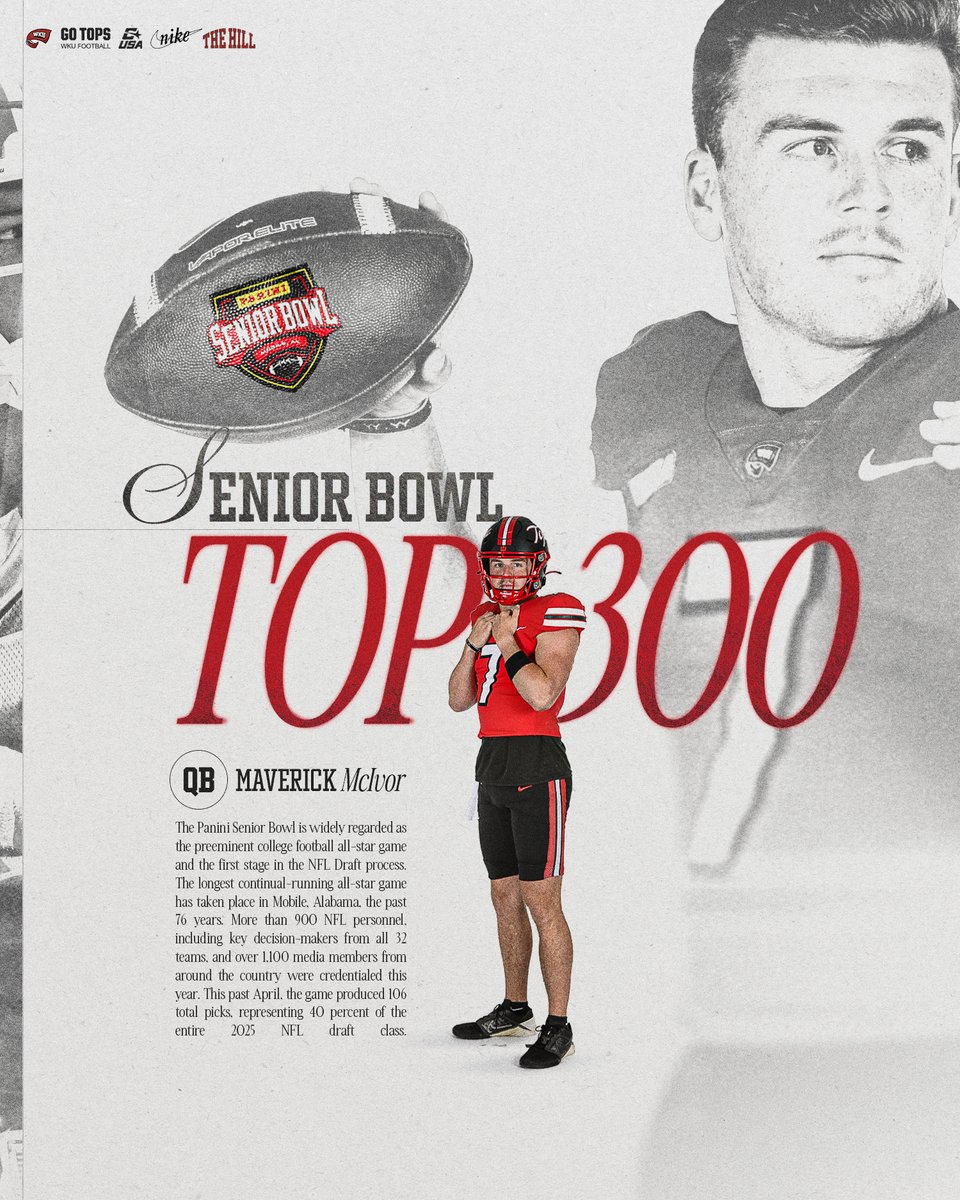 WKU Football Recruiting (@wkurecruiting) on Twitter photo QB <a href="/MaverickMcIvor/">Maverick McIvor</a> ➡️<a href="/seniorbowl/">Panini Senior Bowl</a> Top 300 List. 👀🔥
#GoTops | #TopsOnTop | #TheHill QB <a href="/MaverickMcIvor/">Maverick McIvor</a> ➡️<a href="/seniorbowl/">Panini Senior Bowl</a> Top 300 List. 👀🔥
#GoTops | #TopsOnTop | #TheHill
