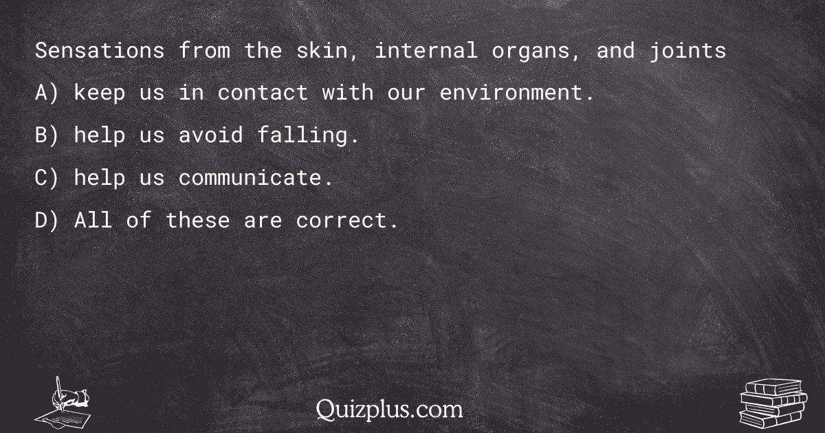 quizplus_exams's tweet image. Sensations from the skin, internal organs, and joints

Get Answer: 👉 quizplus.com/quiz/144845-qu…

#UniTips #DeVryUniversityGeorgia #aging