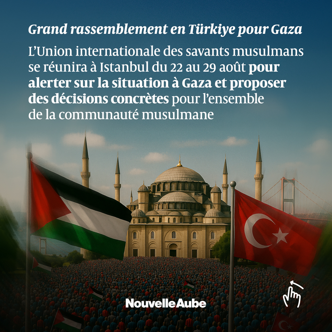 nouvelleaubefr's tweet image. L’Union internationale des savants #musulmans se réunira à #Istanbul du 22 au 29 août pour prier, débattre et émettre des décisions concrètes, notamment des #fatwas, afin d’alerter sur la situation à #Gaza et mobiliser la communauté musulmane.