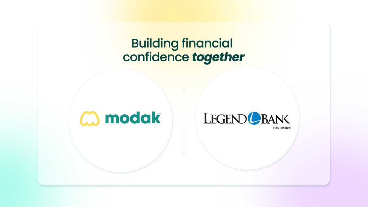 Big news: Modak x Legend Bank!
We’re proud to announce our new sponsor bank partnership — combining fintech innovation with 134 years of community banking trust. Together, we’re building financial confidence for the next generation. 
businesswire.com/news/home/2025…
#Fintech