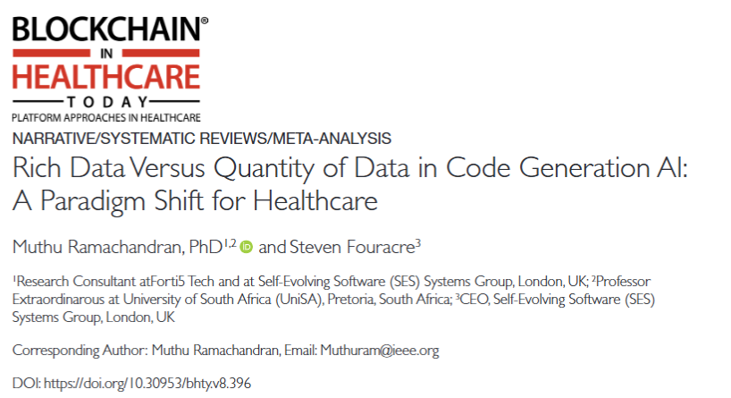 Blockchain HC Today (@bhtyjournal) on Twitter photo Keeping up with New Research?
Cite & Share - Rich Data Versus Quantity of Data in Code Generation AI: A Paradigm Shift for Healthcare | Blockchain in Healthcare… blockchainhealthcaretoday.com/index.php/jour… Keeping up with New Research?
Cite & Share - Rich Data Versus Quantity of Data in Code Generation AI: A Paradigm Shift for Healthcare | Blockchain in Healthcare… blockchainhealthcaretoday.com/index.php/jour…