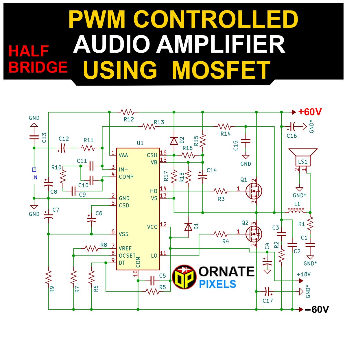 Mostafa_Aurpon's tweet image. Build a high-power, low-heat Class-D audio amplifier using the IRS2092 IC and IRF450 MOSFETs. Get the full circuit diagram, component list, and step-by-step guide on my blog. ornatepixels.com/2025/08/irs209…

#DIYElectronics #AudioAmplifier #ClassDAmp #IRS2092 #MOSFET #CircuitDesign