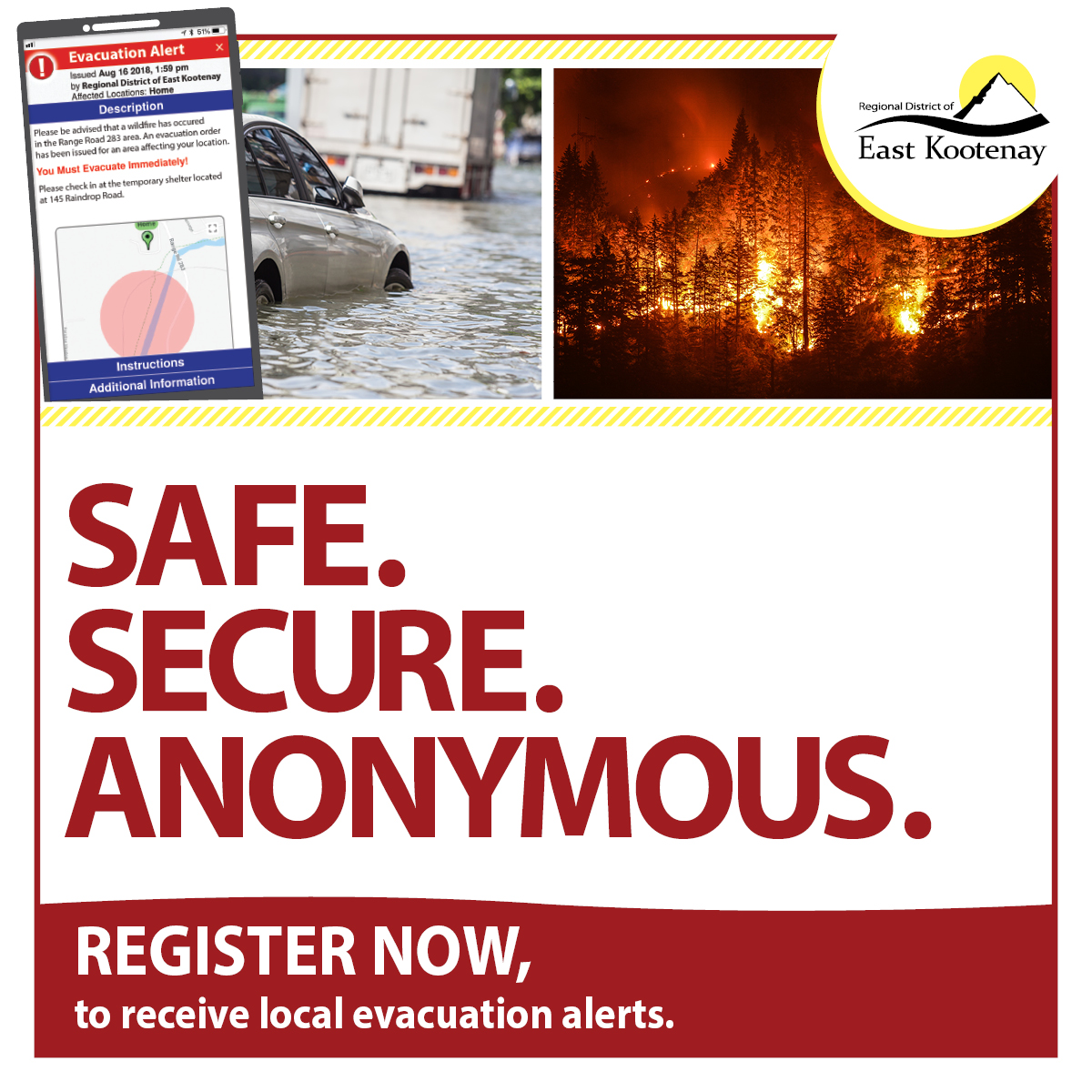 Sign up for the free regional Emergency Notification System. Powered by Voyent Alert! the system will keep you informed on evacuation orders/alerts during critical events like wildfires, floods, hazardous materials incidents. rdek.bc.ca. #Cranbrook <a href="/rdek/">R. Dekkers</a>