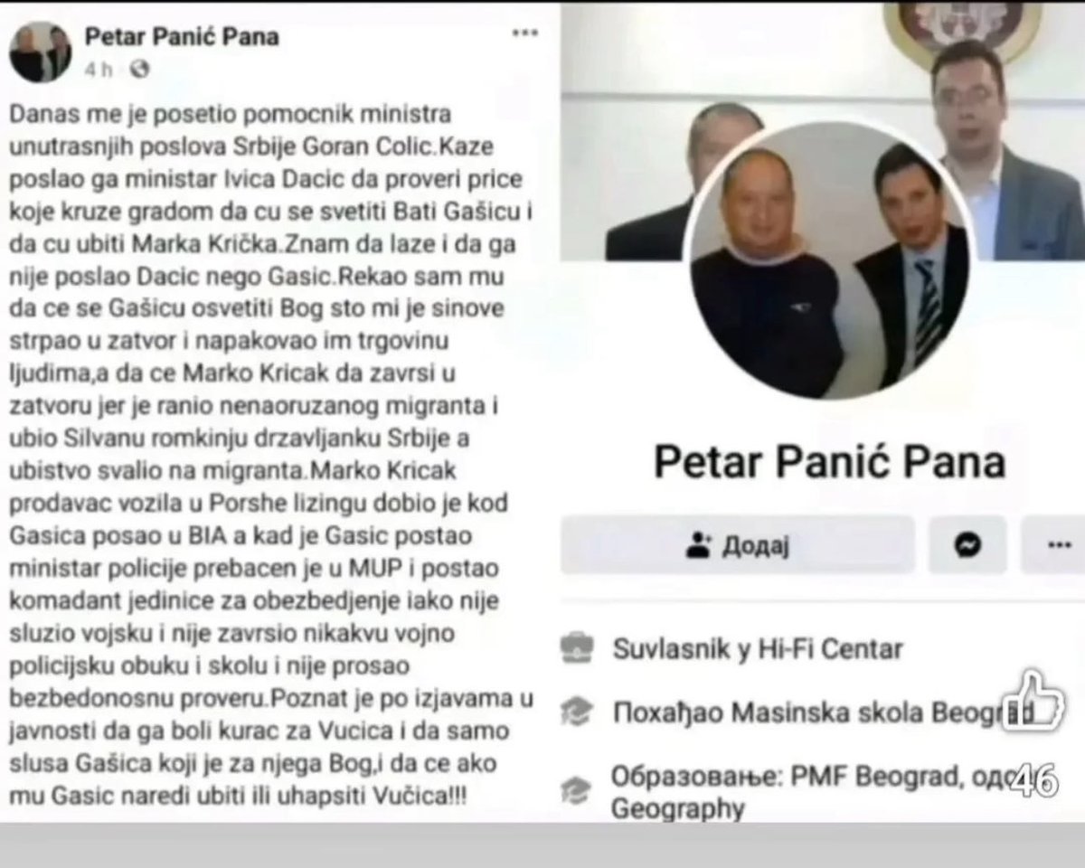 KorektnoUvek's tweet photo. Vučićev kum Pana optužio Krička za ubistvo i ranjavanje. https://t.co/TxlqA28Phl