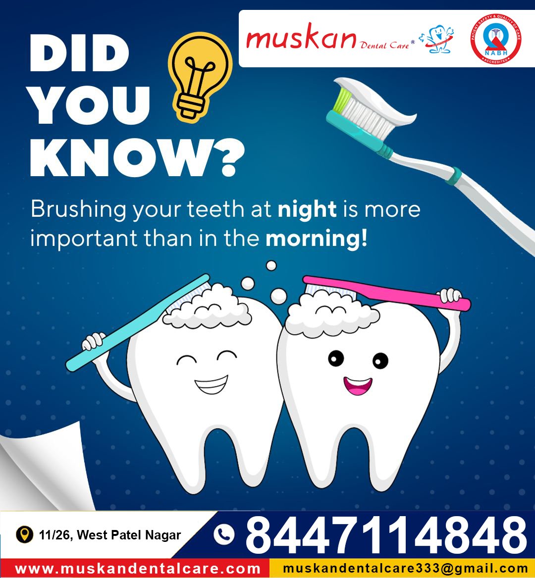 MuskanDental's tweet image. Did You Know? Brushing at Night Matters More Than in the Morning!
Call: +91-8447114848 | +91-9958822991
Learn More: muskandentalcare.com
#OralHealth #NightBrushing #CavityPrevention #HealthySmile #MuskanDentalCare
