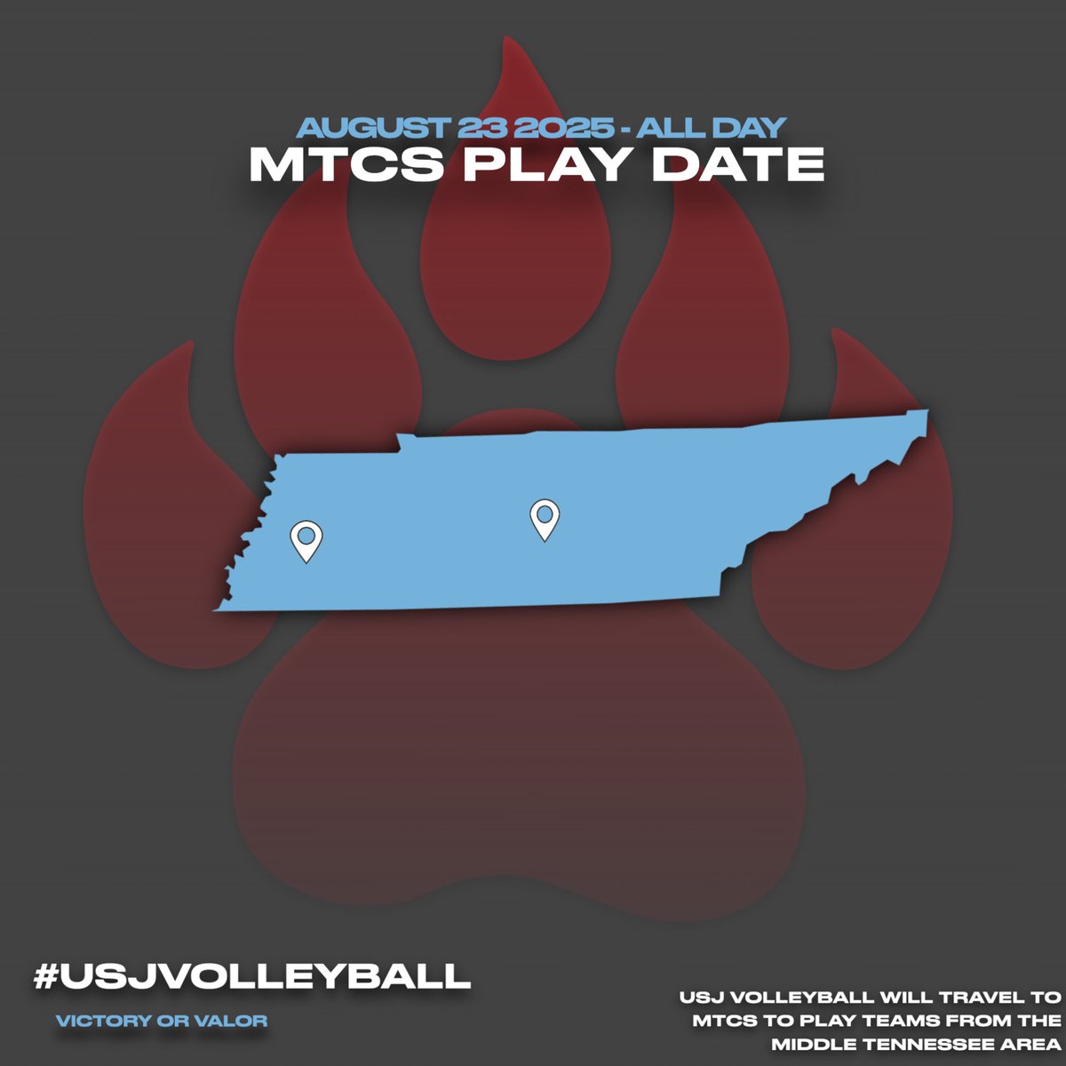 USJ Varsity Volleyball will be traveling to Middle Tennessee to play in a tournament hosted by MTCS on Saturday!
