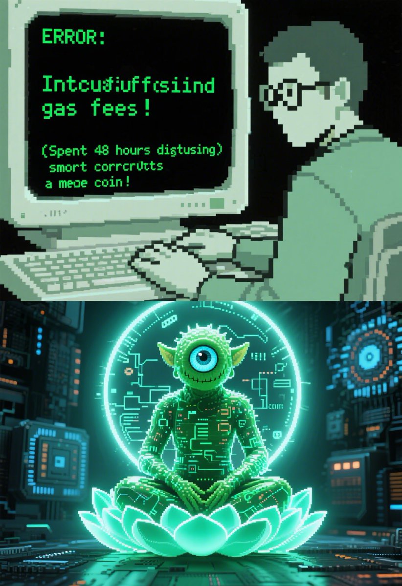 Spent 48 hours trying to understand ‘smart contracts’ just to launch a token? 

Plz. hit me up with your idea and image.

What’s the dumbest (genius) meme idea you’ve got? 🤖