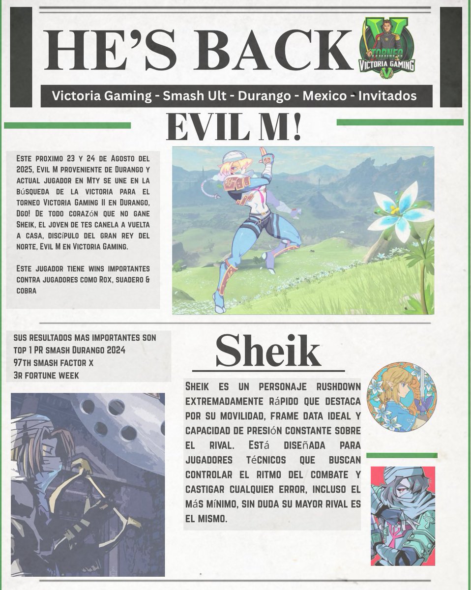 Has vuelto a casa Guillermo…

Evil M! Desde Mty devuelta al nido 🦂

Top 1 Smash Durango 2024 🥇
<a href="/SSBEvilM/">SKlEvil M.</a> 

Vuelve a casa y tratará de hacer historia…

Nos vemos este 23-24 de agosto en el torneo más importante en Durango 💚🏆