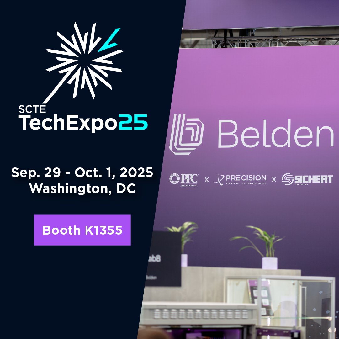 PPC_Broadband's tweet photo. @scte #TechExpo25 is around the corner! Join the @BeldenInc broadband team to explore end-to-end solutions driving fiber networks forward.
Learn more & get ticket savings: https://t.co/cPGprE4ZxV
#BeldenBroadband #FiberNetwork #NetworkSolutions https://t.co/Yrv0bmjrCh