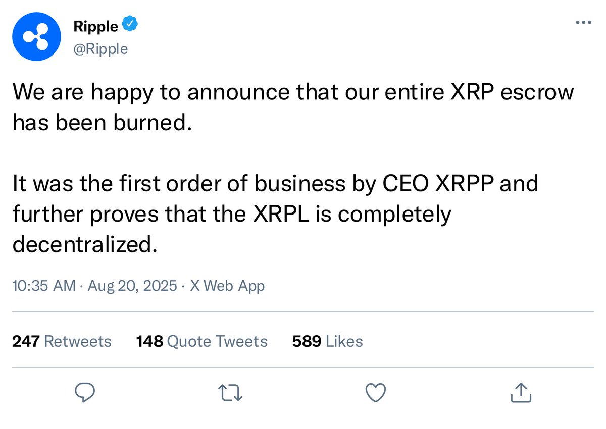 Holy shit, I did it! The XRP escrow is BURNED!!!!