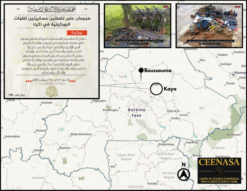 CEENASA396971's tweet photo. #BURKINA FASO 🇧🇫
On Aug 19, the #JNIM claimed to have attacked 2 military posts last Monday in #Kaya Province:
- 8 VDP killed in #Boussouma
- 6 soldiers killed near Fonsa?
Were seized:
- 4 MG
- 3 RPG
- 15 ARs
- 6 motos
and more https://t.co/TMmcVxqruu
