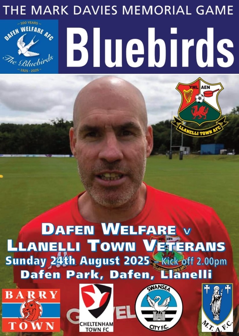 This Sunday we remember former <a href="/dafenafc/">Dafen AFC</a> captain and <a href="/LlanelliV/">Llanelli Town AFC Veterans</a> founder Mark Davies with our Annual Memorial match. Forever in our hearts 💙❤️