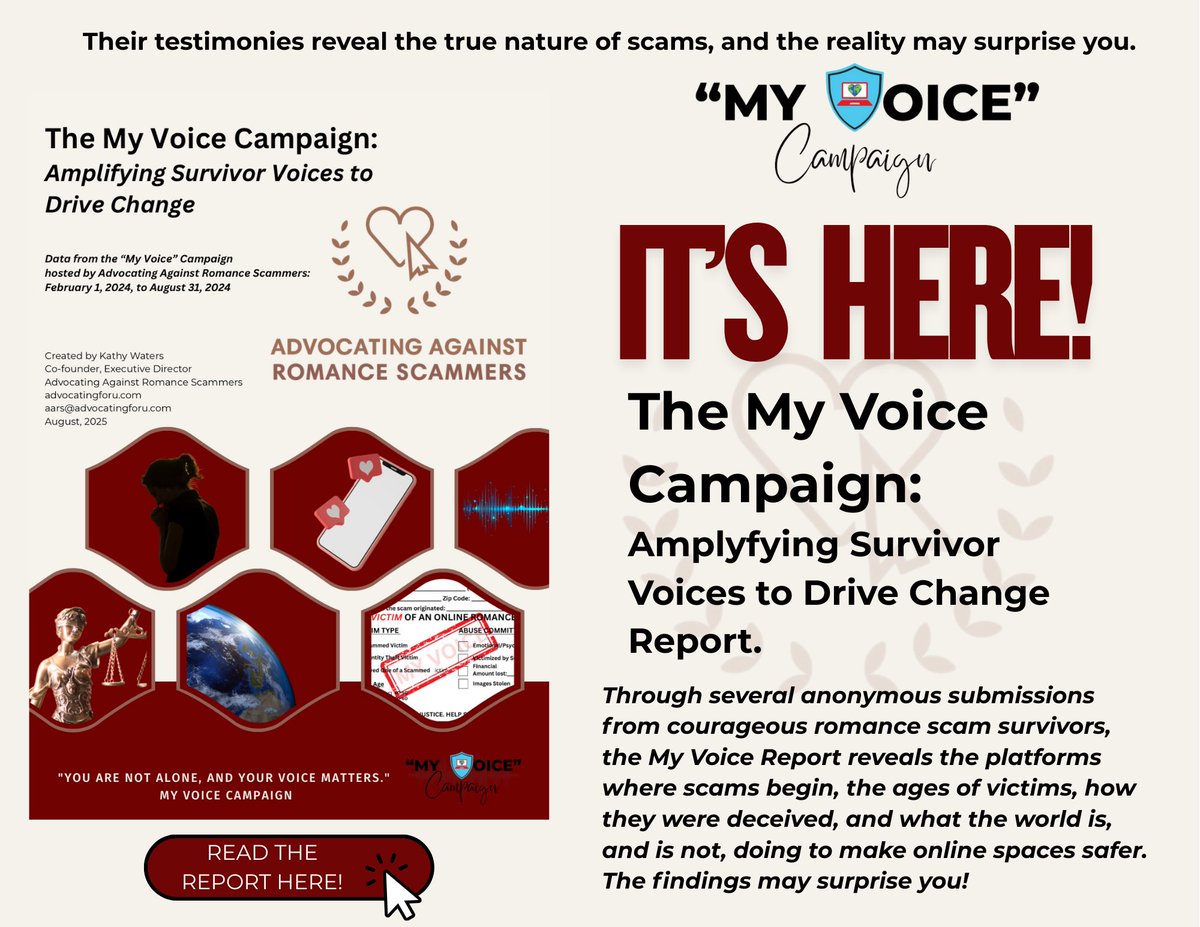 We were thrilled to be able to provide such a voice for those who wanted to stay anonymous but still be heard! Every victim deserves to be heard! It was a great campaign, and we could not have done it without so many! Read the MV REPORT at: advocatingforu.com/tools-resource…

#myvoice