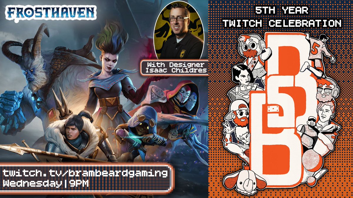 BramBeardGaming (@brambeardgaming) on Twitter photo TONIGHT | 9pm Eastern - We continue our 5th Year Anniversary by starting our <a href="/PlayFrosthaven/">Frosthaven</a> campaign with <a href="/IsaacChildres/">Isaac Childres</a>! Our Gloomhaven campaign was an absolute blast, so we can't wait for this next adventure! See you there!
twitch.tv/brambeardgaming
<a href="/Cephalofair/">Cephalofair Games</a> <a href="/ArcGames/">Arc Games</a> TONIGHT | 9pm Eastern - We continue our 5th Year Anniversary by starting our <a href="/PlayFrosthaven/">Frosthaven</a> campaign with <a href="/IsaacChildres/">Isaac Childres</a>! Our Gloomhaven campaign was an absolute blast, so we can't wait for this next adventure! See you there!
twitch.tv/brambeardgaming
<a href="/Cephalofair/">Cephalofair Games</a> <a href="/ArcGames/">Arc Games</a>