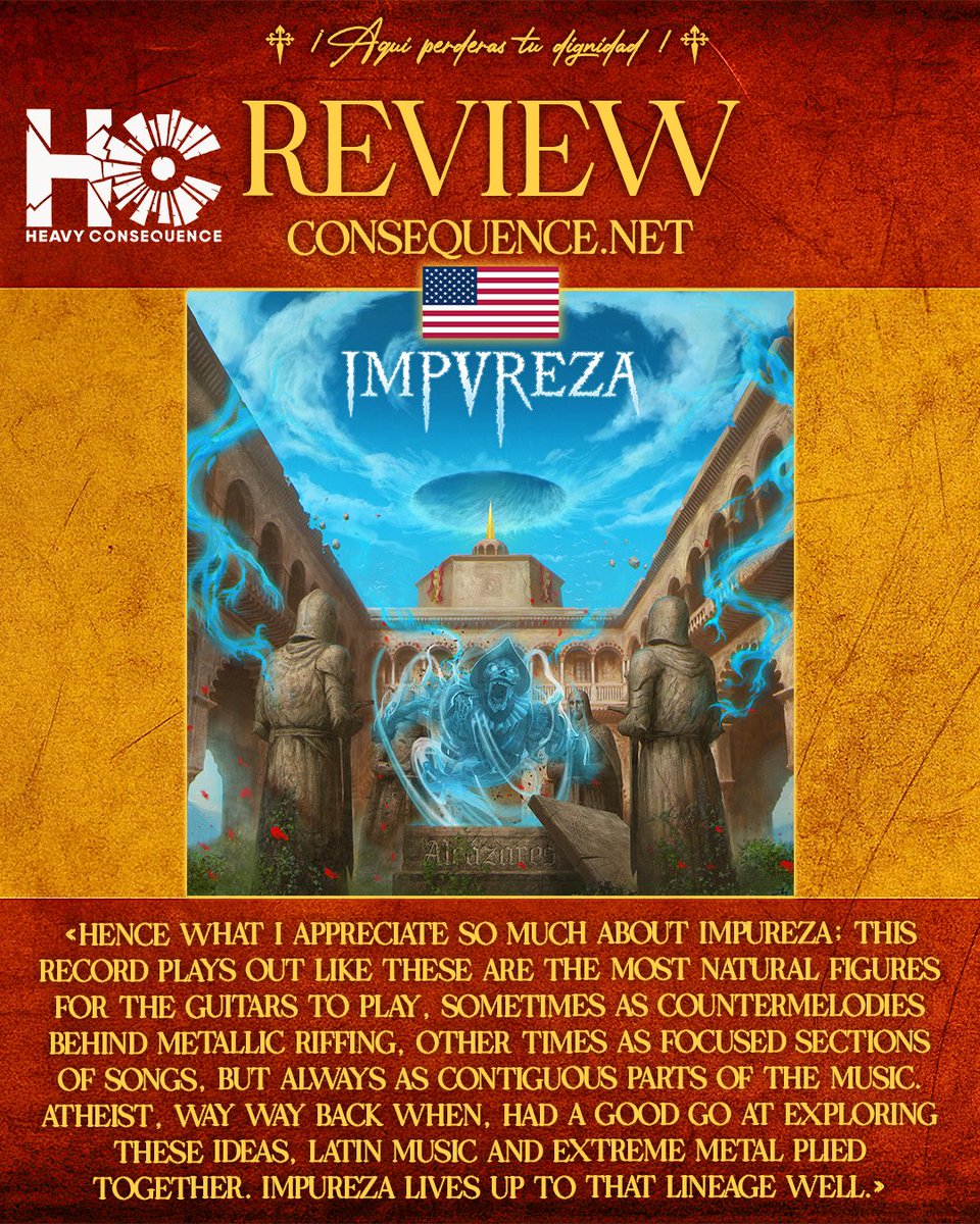 [𝐑𝐄𝐕𝐈𝐄𝐖] CONSEQUENCE.NET 🇺🇸
"Hence what I appreciate so much about Impureza; this record plays out like these are the most natural figures for the guitars to play."
👉 consequence.net/2025/07/mining…
#Impureza #Alcazares #Flamenco #Hispanic #SeasonOfMist #consequence