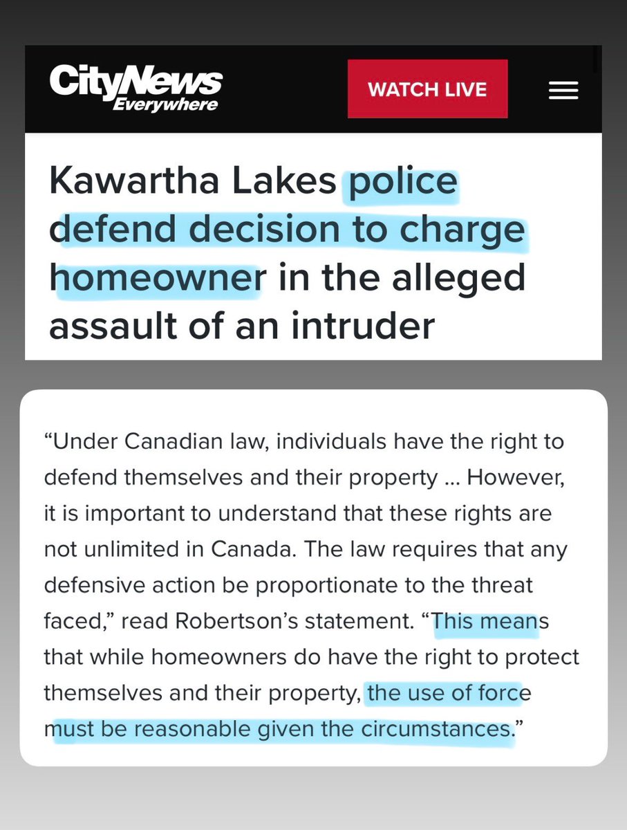 WOW 🇨🇦 Kawartha Lakes Police are defending their decision to CHARGE a homeowner after the ARMED INTRUDER broke into his house, stating that the use of force to PROTECT your property and family must be defined as reasonable 🤯🤯 Even Doug Ford disagrees