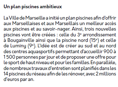 🔵Marseille compte 14 piscines municipales
Aujourd’hui
❌8 fermées
❌1 réservée uniquement à l’apprentissage
✅5 ouvertes au public
👉Résultat : seulement 35,7 % de piscines accessibles aux Marseillais
Et pourtant dans son bilan <a href="/BenoitPayan/">Benoît Payan</a> parlait d’un «plan piscines ambitieux»
